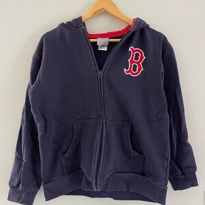 Kids MLB Navy Blue Hoodie with Red Boston Red Sox